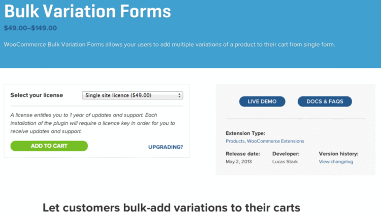 Bulk Variation Forms - WordPress Plugin for WooCommerce