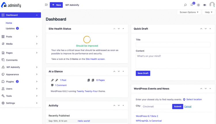 WP Adminify Pro - Custom Dashboard WordPress  Plugin